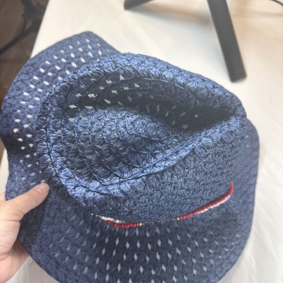 SHEIN Navy Blue Straw Hat Red White And Blue Bead Accents USA NWOT - Picture 12 of 12